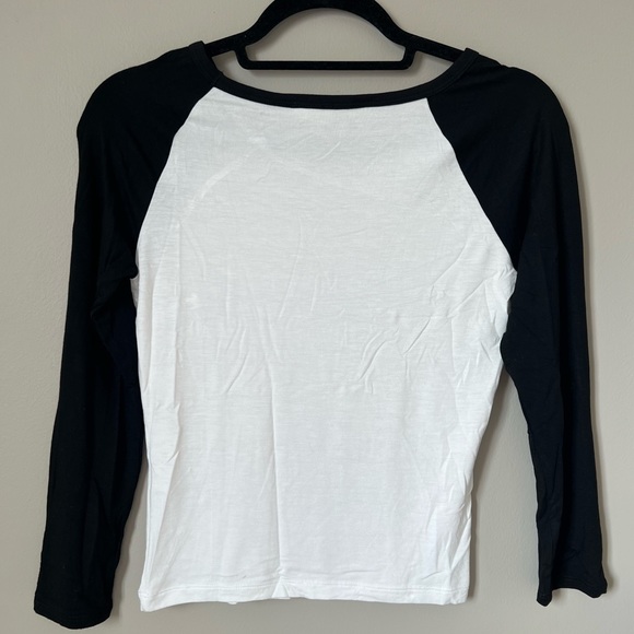 GARAGE | Black and White 3/4 Sleeve Baseball Tee - Picture 2 of 5